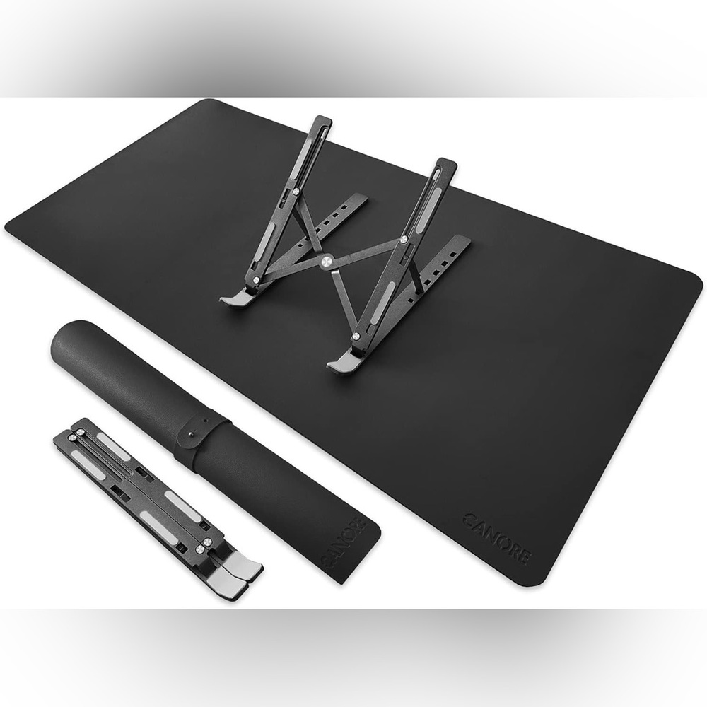 Desk Mat with Bonus Laptop Stand, Gray/Beige Color (not black)